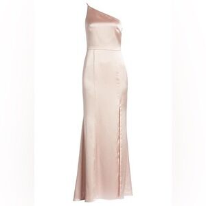 Amsale Kaia Rose Quartz Blush One-Shoulder Bridesmaid Formal Gown Size 4